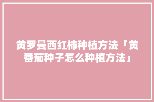 黄罗曼西红柿种植方法「黄番茄种子怎么种植方法」 黄罗曼西红柿种植方法「黄番茄种子怎么种植方法」 番茄病虫害防治