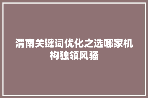 渭南关键词优化之选哪家机构独领风骚