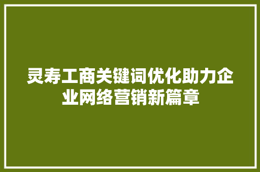 灵寿工商关键词优化助力企业网络营销新篇章
