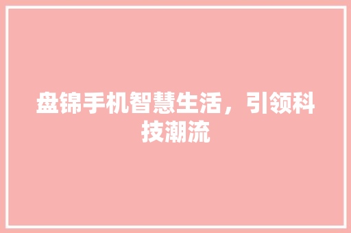 盘锦手机智慧生活，引领科技潮流