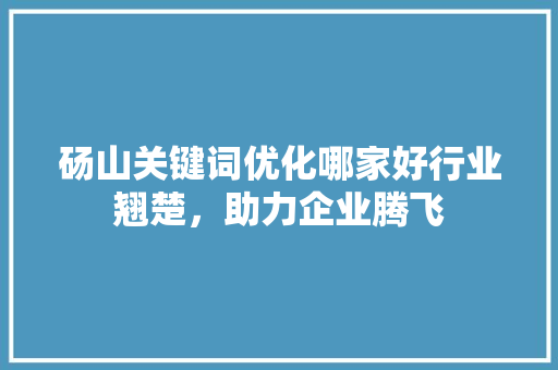 砀山关键词优化哪家好行业翘楚，助力企业腾飞 种植技巧
