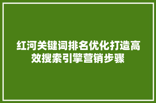 红河关键词排名优化打造高效搜索引擎营销步骤