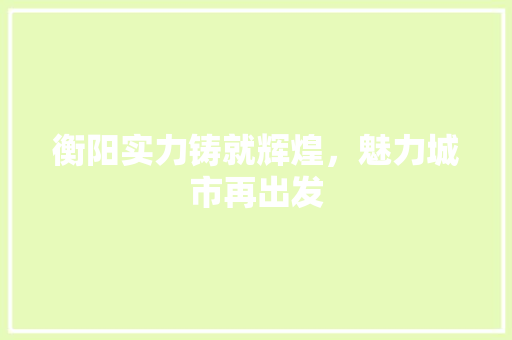 衡阳实力铸就辉煌，魅力城市再出发 土壤施肥