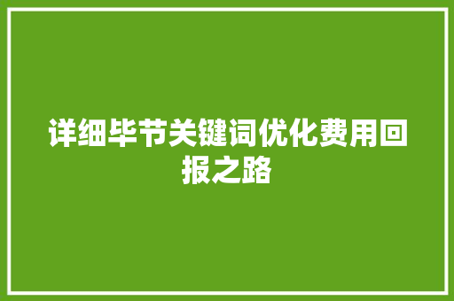 详细毕节关键词优化费用回报之路