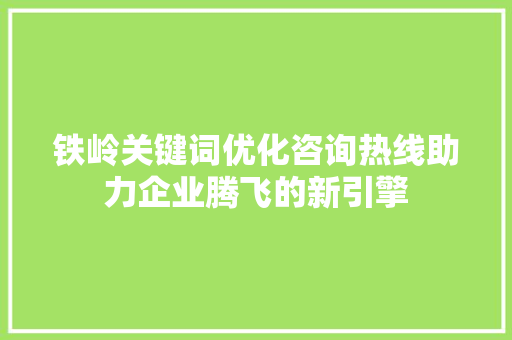 铁岭关键词优化咨询热线助力企业腾飞的新引擎