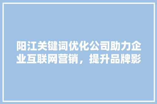 阳江关键词优化公司助力企业互联网营销，提升品牌影响力
