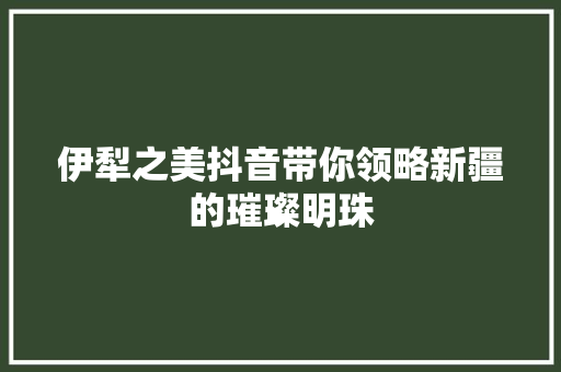 伊犁之美抖音带你领略新疆的璀璨明珠