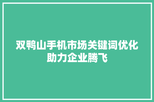 双鸭山手机市场关键词优化助力企业腾飞