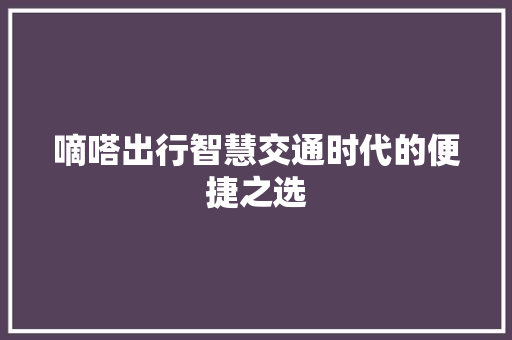 嘀嗒出行智慧交通时代的便捷之选