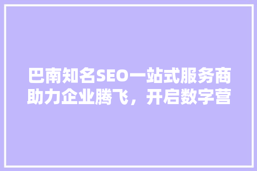 巴南知名SEO一站式服务商助力企业腾飞，开启数字营销新时代