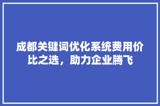 成都关键词优化系统费用价比之选，助力企业腾飞