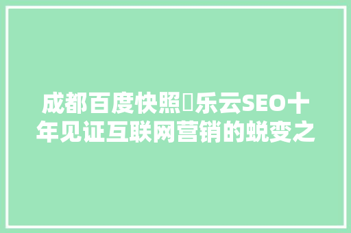 成都百度快照亅乐云SEO十年见证互联网营销的蜕变之路