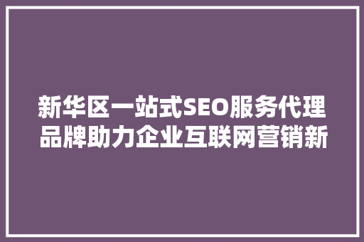 新华区一站式SEO服务代理品牌助力企业互联网营销新篇章