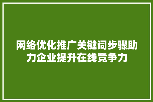 网络优化推广关键词步骤助力企业提升在线竞争力