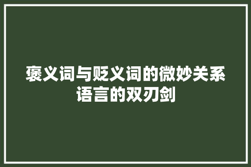 褒义词与贬义词的微妙关系语言的双刃剑