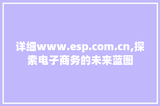 详细www.esp.com.cn,探索电子商务的未来蓝图