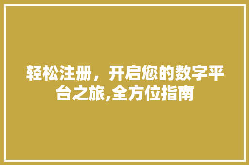 轻松注册，开启您的数字平台之旅,全方位指南