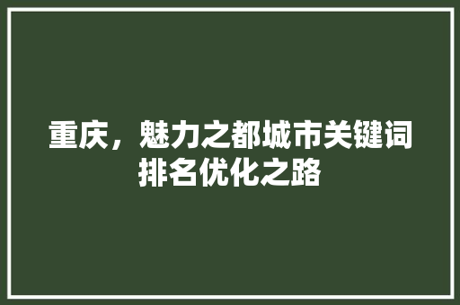 重庆，魅力之都城市关键词排名优化之路 种植技巧