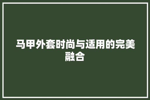 马甲外套时尚与适用的完美融合