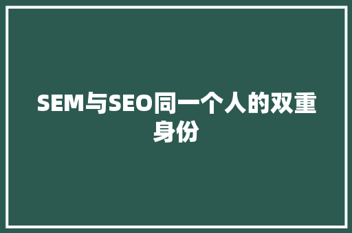 SEM与SEO同一个人的双重身份