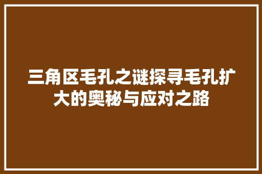 三角区毛孔之谜探寻毛孔扩大的奥秘与应对之路