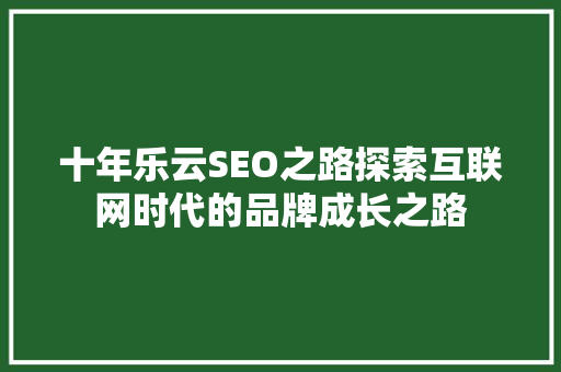 十年乐云SEO之路探索互联网时代的品牌成长之路