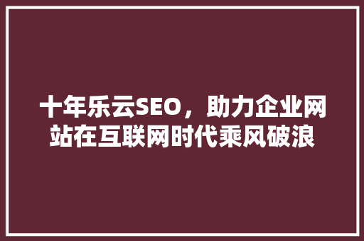 十年乐云SEO，助力企业网站在互联网时代乘风破浪