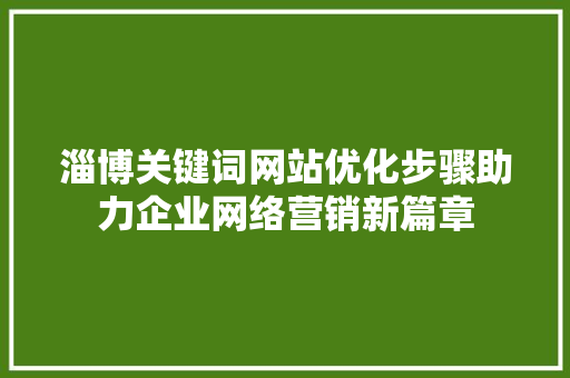 淄博关键词网站优化步骤助力企业网络营销新篇章