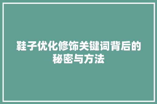 鞋子优化修饰关键词背后的秘密与方法