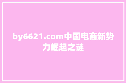 by6621.com中国电商新势力崛起之谜