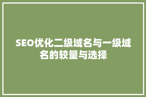 SEO优化二级域名与一级域名的较量与选择
