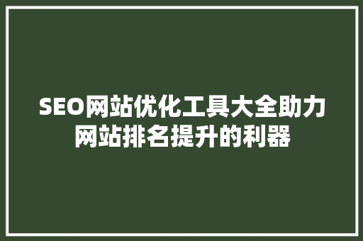 SEO网站优化工具大全助力网站排名提升的利器
