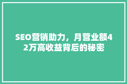 SEO营销助力，月营业额42万高收益背后的秘密