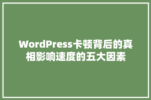 WordPress卡顿背后的真相影响速度的五大因素