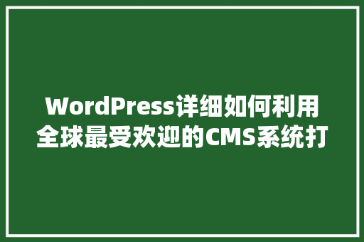 WordPress详细如何利用全球最受欢迎的CMS系统打造个化网站