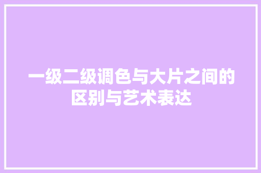 一级二级调色与大片之间的区别与艺术表达