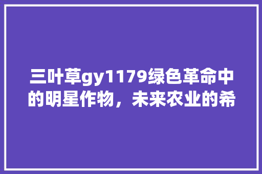 三叶草gy1179绿色革命中的明星作物，未来农业的希望之光