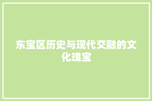 东宝区历史与现代交融的文化瑰宝