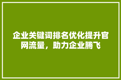 企业关键词排名优化提升官网流量，助力企业腾飞 番茄种植技巧
