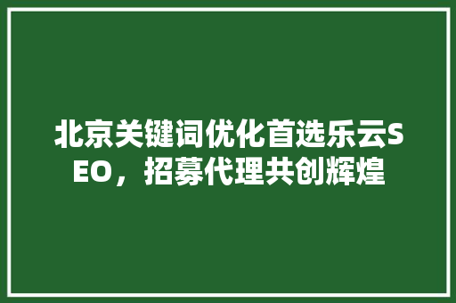 北京关键词优化首选乐云SEO，招募代理共创辉煌