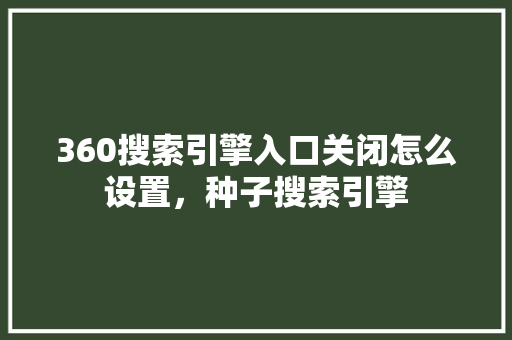 360搜索引擎入口关闭怎么设置，种子搜索引擎
