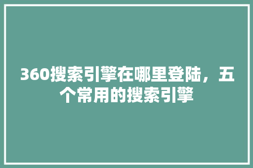 360搜索引擎在哪里登陆，五个常用的搜索引擎