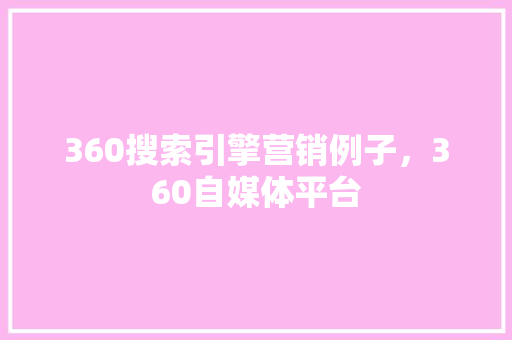 360搜索引擎营销例子，360自媒体平台