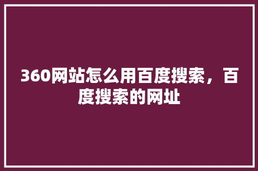 360网站怎么用百度搜索，百度搜索的网址