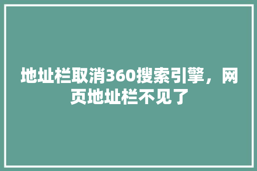 地址栏取消360搜索引擎，网页地址栏不见了