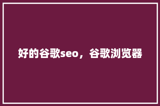 好的谷歌seo，谷歌浏览器