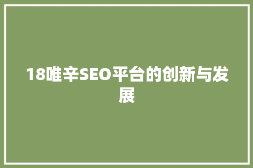 18唯辛SEO平台的创新与发展