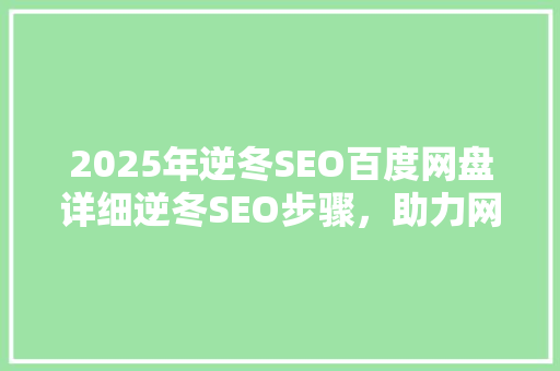 2025年逆冬SEO百度网盘详细逆冬SEO步骤，助力网络营销新篇章