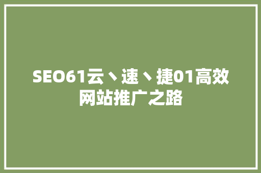 SEO61云丶速丶捷01高效网站推广之路