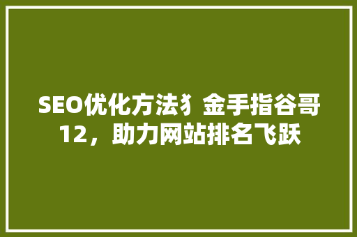 SEO优化方法犭金手指谷哥12，助力网站排名飞跃